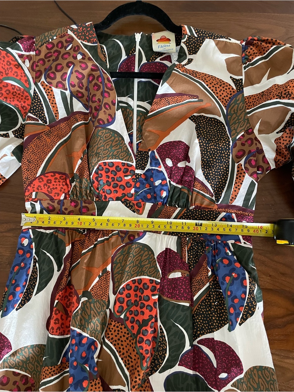 FARM Rio Multicolor Leaf-Print Maxi Dress in Cream, Brown, Green, Rust & Blue - Picture 3 of 4